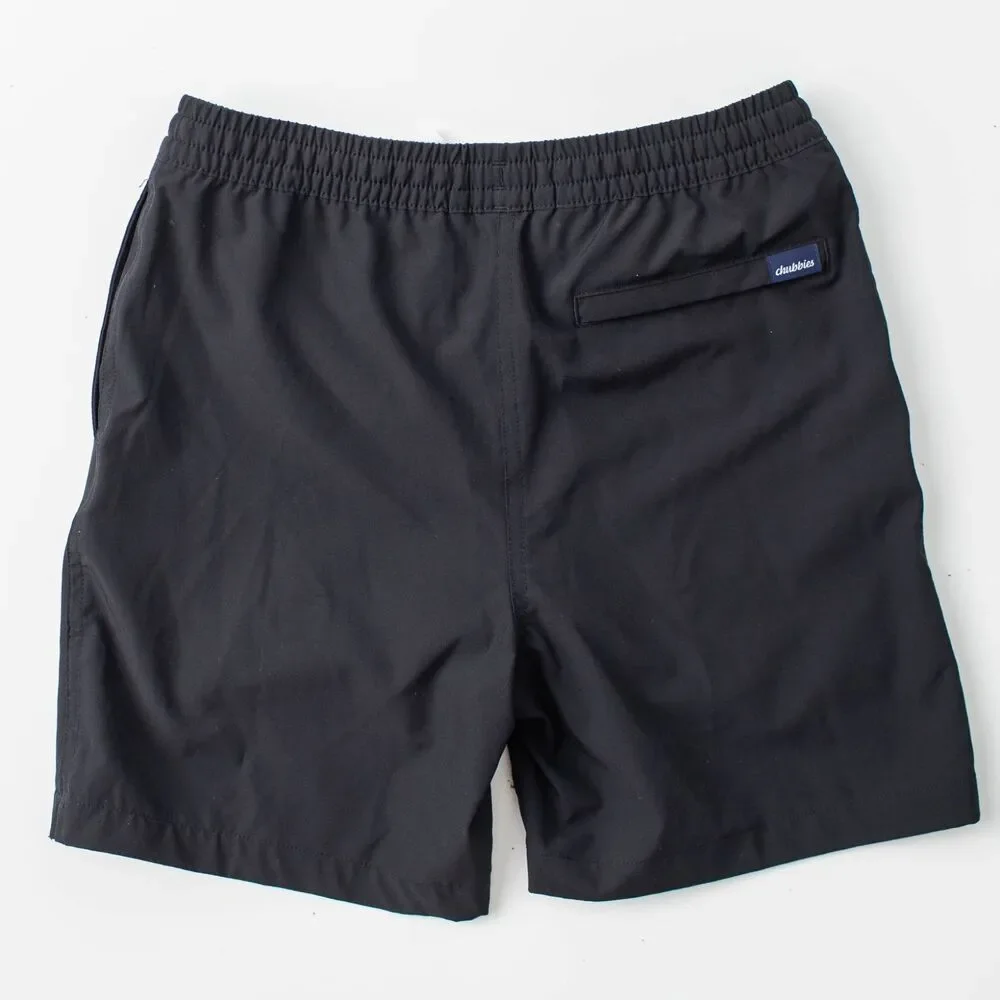 Chubbies Youth Boys M 10/12 Black Swim Trunks Shorts Pink Liner Drawstring